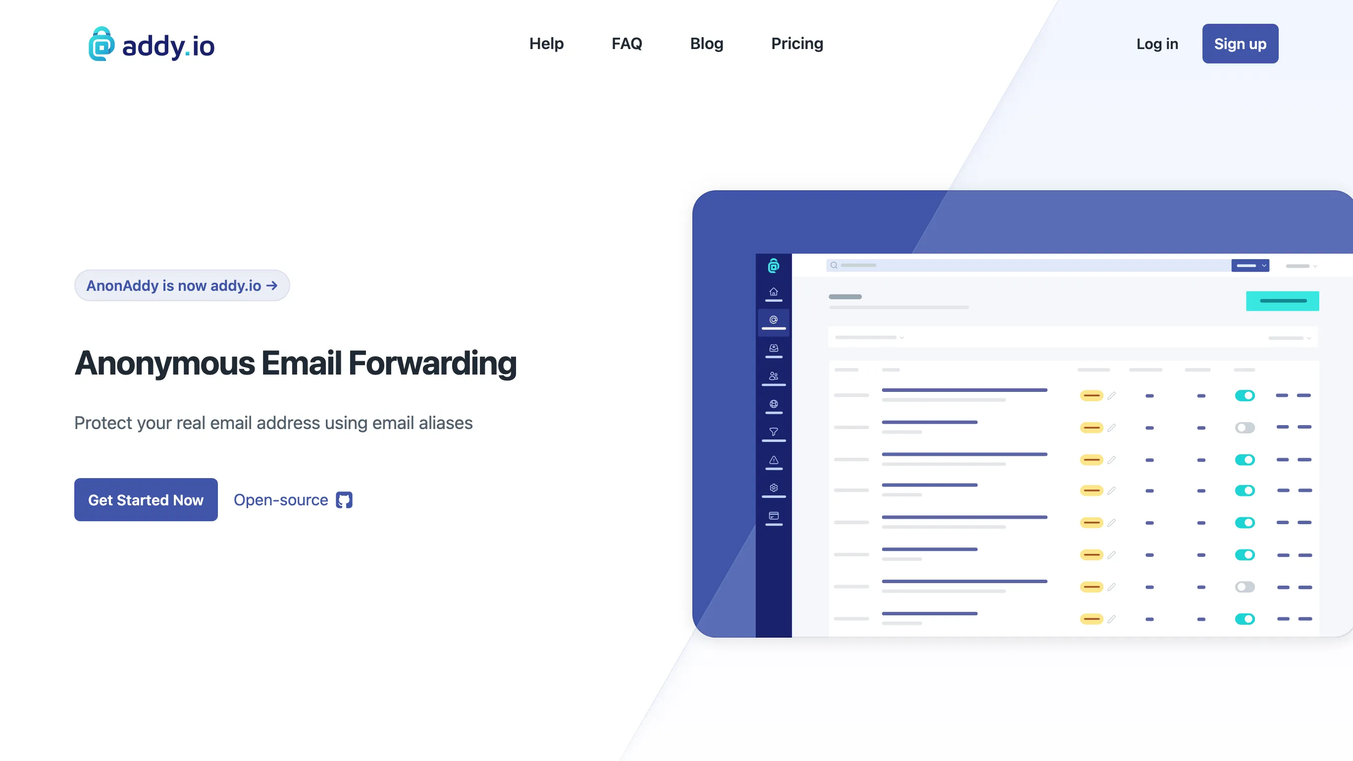 addy.io es el servicio de correo electrónico de un código abierto.