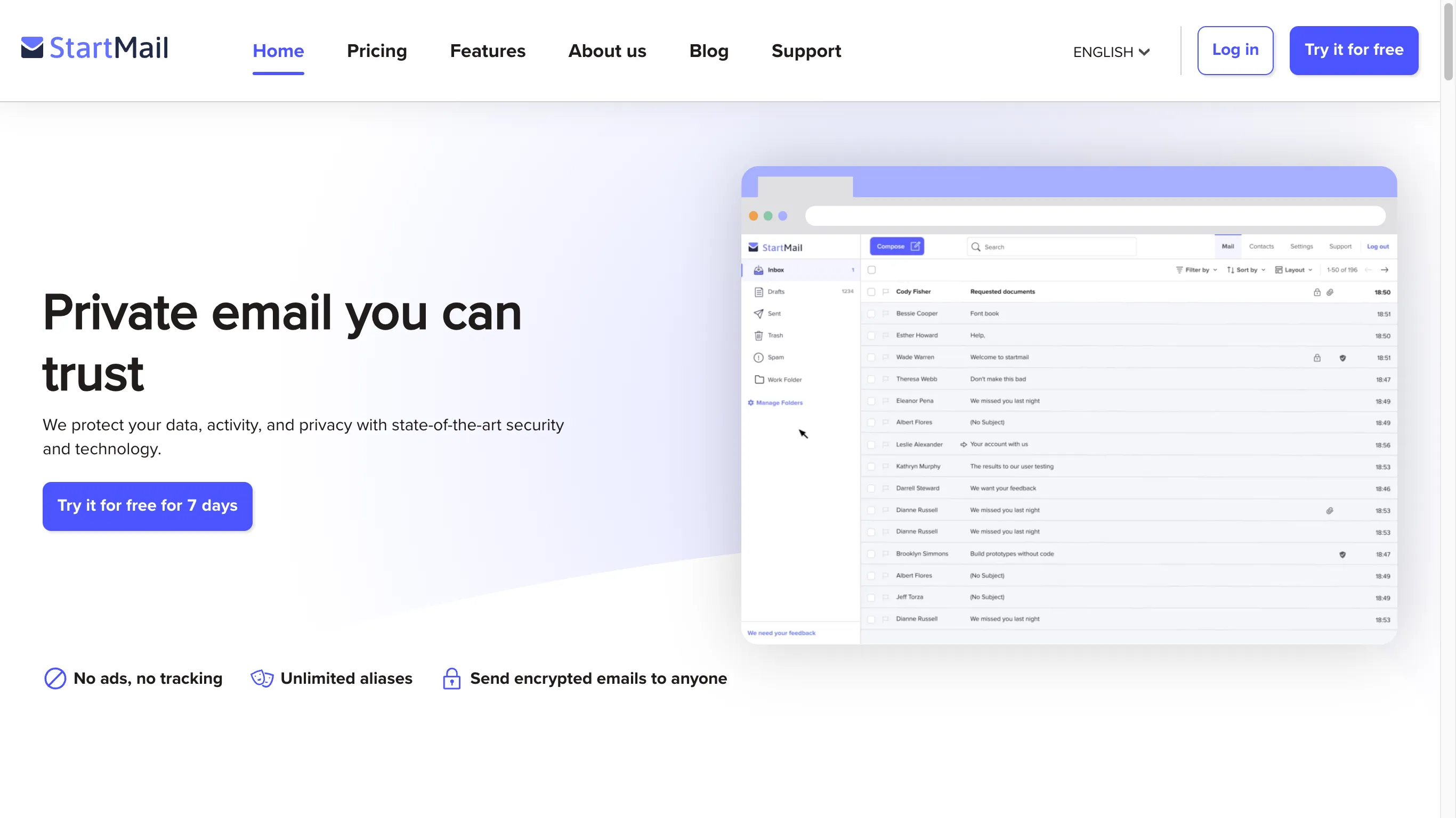 Startmail es el servicio de correo electrónico de una fuente cerrada.