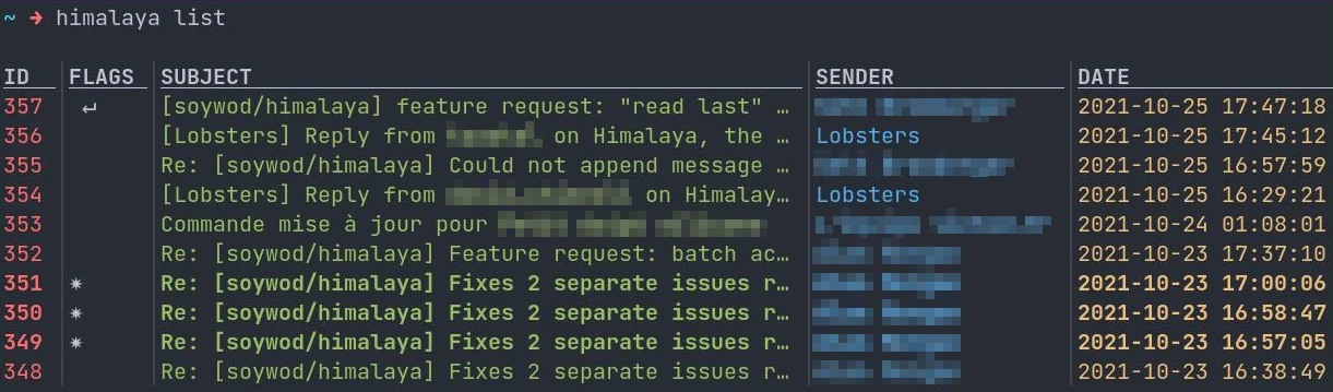 Himalaya es un correo electrónico de código abierto cliente para Terminal y está escrito en el lenguaje de programación Rust.