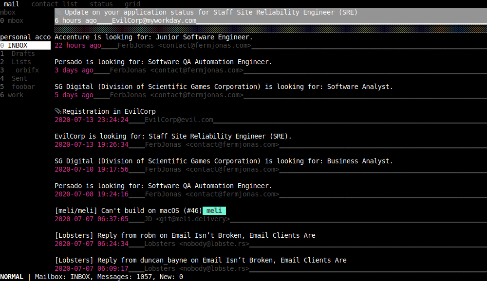 meli es un correo electrónico de código abierto cliente para Terminal y está escrito en el lenguaje de programación Rust.