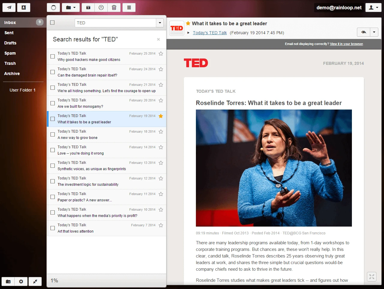 RainLoop es un correo electrónico de código abierto cliente para Internet Explorer y está escrito en el lenguaje de programación PHP.